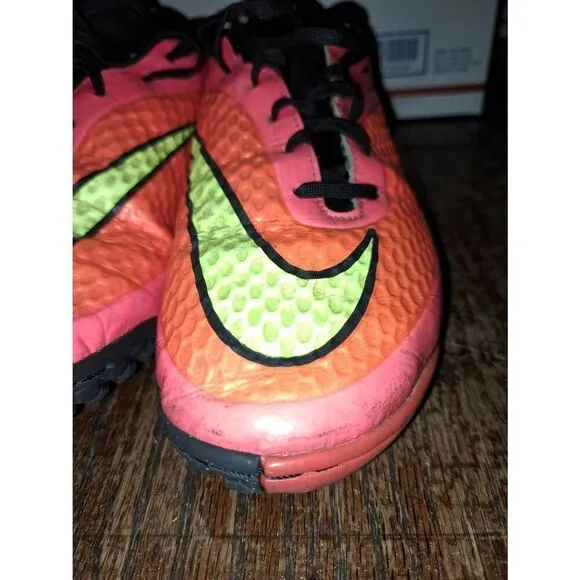 Youth Size 7.5 Nike Hypervenom Phatal Cleats Athletic Shoes Pink Orange Yellow
